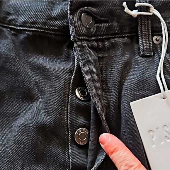 Pistola Super High Rise Straight Cassie Jean Size 32 New Faded Black Distressed - Picture 5 of 12